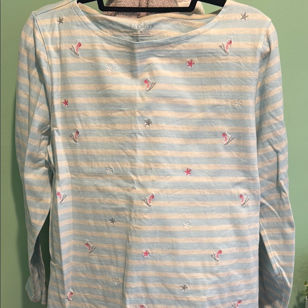 Striped Long Sleeve Shirt with Embroidered Stars